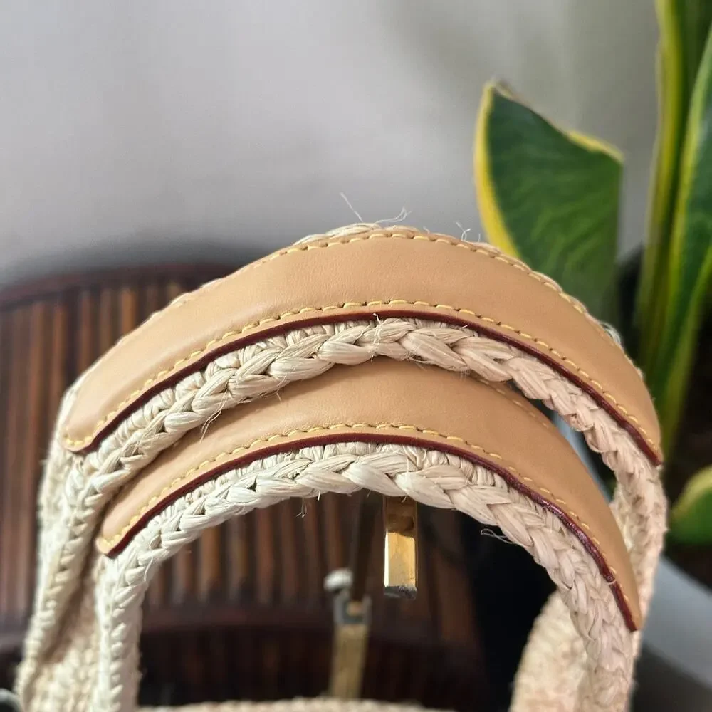 LOUIS VUITTON Summer Shopper Tote MM Natural Woven Raffia w/ Pochette